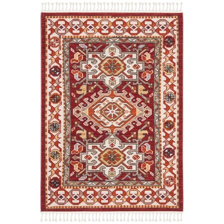 Safavieh 3 x 5 ft. Farmhouse 825A Power Loomed Rectangle Area Rug Ivory & Red FMH825A-3